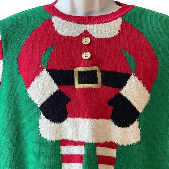 To Be Jolly Elf Yourself Ugly Christmas Sweater Size Large - Picture 2 of 6